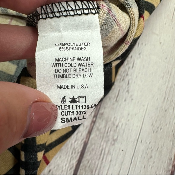 NWT boutique classic tartan plaid check tunic blouse mandarin collar classic - Picture 7 of 10